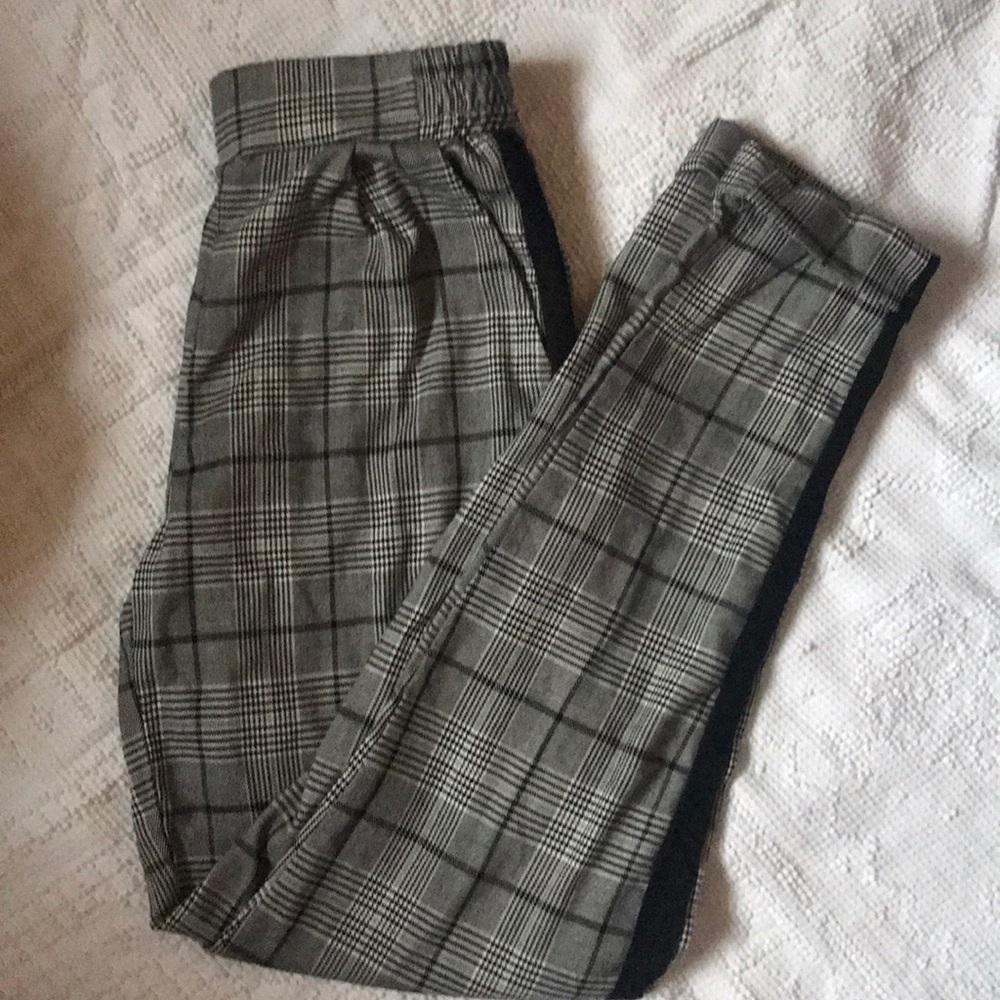 Plaid tuxedo stripe pants